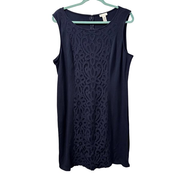 Chicos Sleeveless Navy Blue Dress Size XL Lace Front Design Dress - Picture 5 of 10